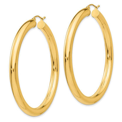 14k Yellow Gold Polished 5mm Tube Hoop Earrings