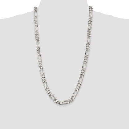 Sterling Silver 9mm Figaro Chain Necklace 28"