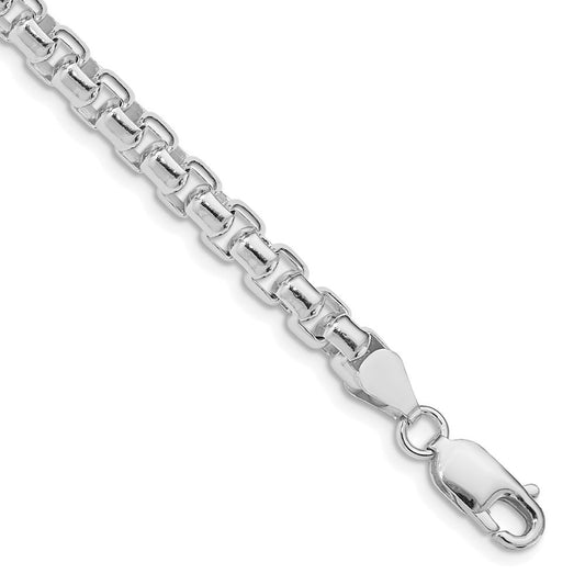 Sterling Silver Rhodium-plated 5.2mm Round Box Chain Necklace 20"