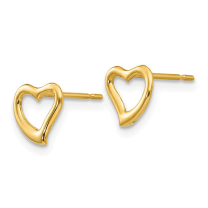 14k Yellow Gold Children's Heart Button Stud Earrings