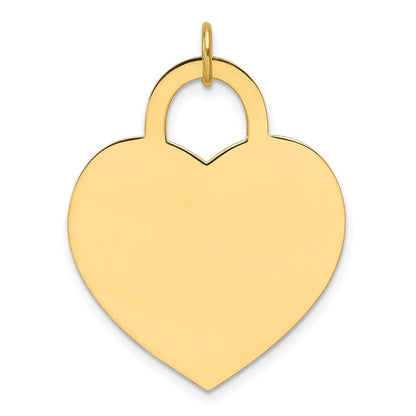 14k Yellow Gold Large Engravable Heart Charm Pendant