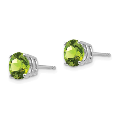 14k White Gold 7mm Peridot Stud Earrings