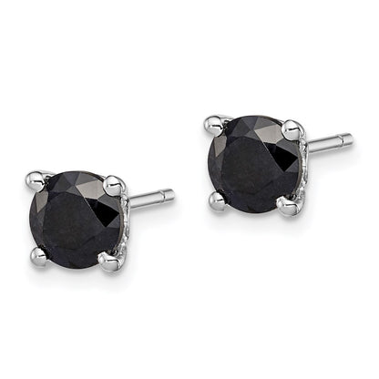 Sterling Silver Rhodium-plated Black Sapphire Stud Earrings