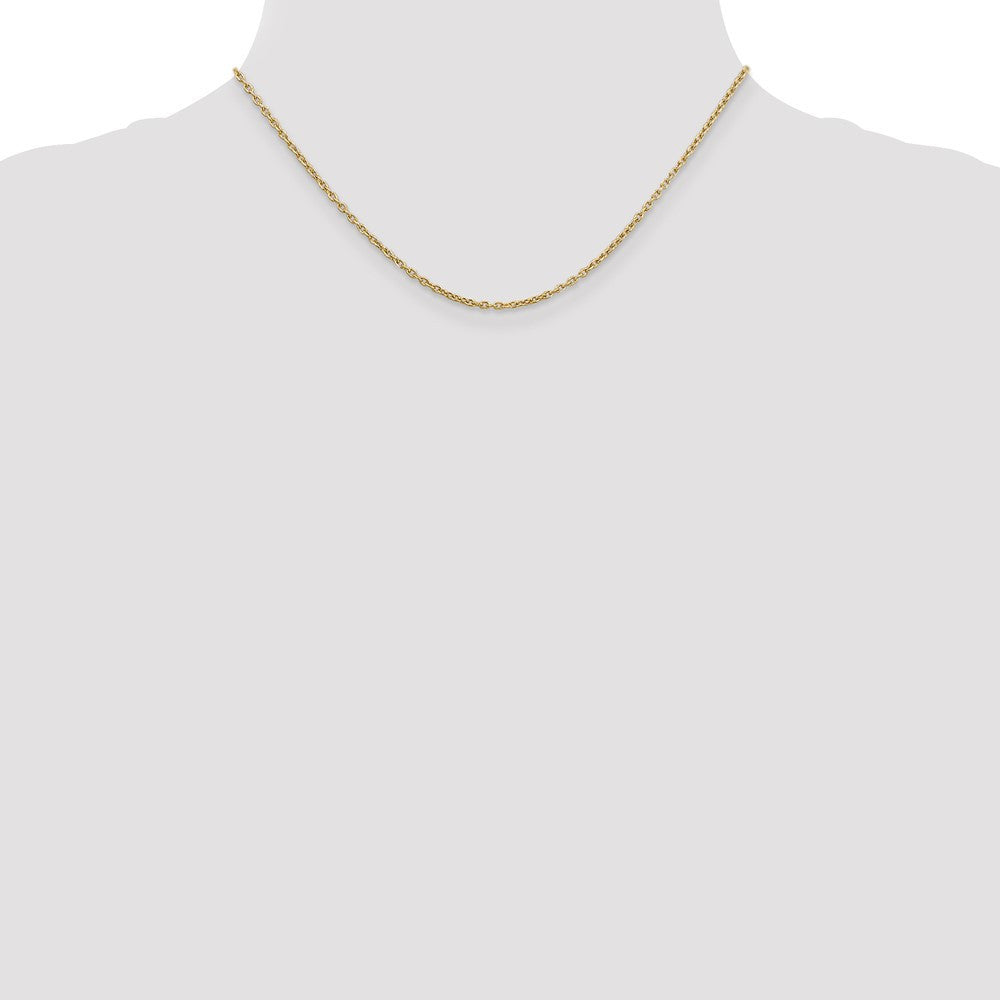 14k Yellow Gold 2mm Round Open Link Cable Chain Necklace 16"