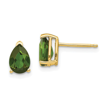 14k Yellow Gold Green Tourmaline Stud Earrings