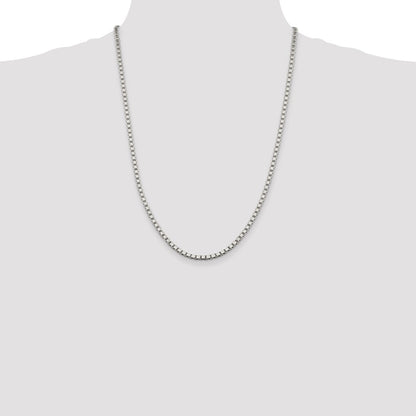 Sterling Silver 3.25mm Box Chain Necklace 24"