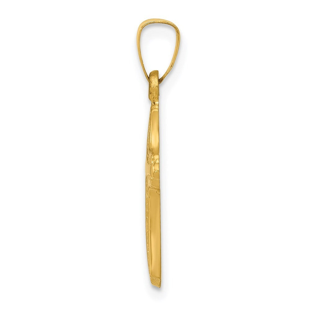 14k Yellow Gold Polished and Textured Cross Pendant