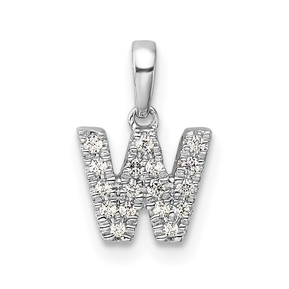 14k White Gold Diamond Letter W Initial with Bail Pendant