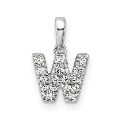14k White Gold Diamond Letter W Initial with Bail Pendant