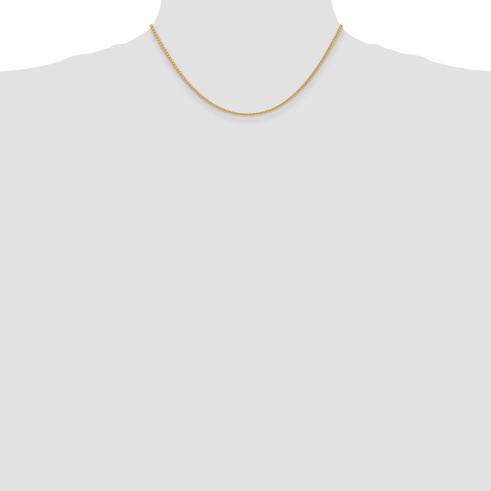 14k Yellow Gold 2mm Semi-Solid Wheat with Lobster Clasp Chain Necklace 16"