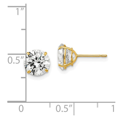 14k Yellow Gold 7mm Round Cubic Zirconia Stud Earrings