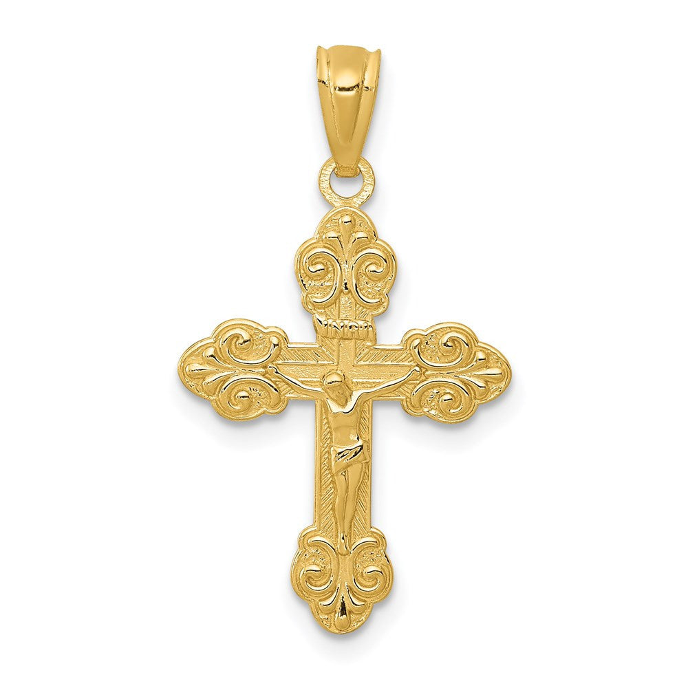 14k Yellow Gold Gold Polished INRI Small Crucifix Pendant