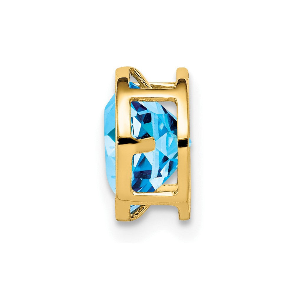 14k Yellow Gold 7mm Blue Topaz bezel pendant