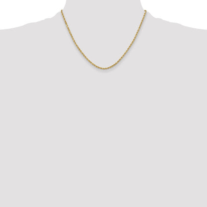 14k Yellow Gold 3mm Semi Solid Diamond-cut Rope Chain Necklace 18"