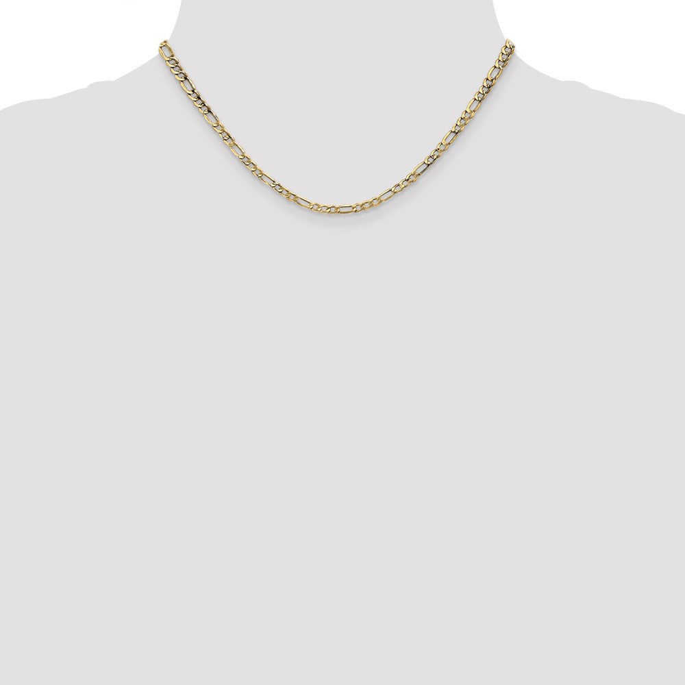 14k Yellow Gold 3.5mm Semi-Solid Figaro with Lobster Clasp Chain Necklace 16"