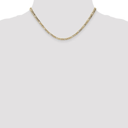 14k Yellow Gold 3.5mm Semi-Solid Figaro with Lobster Clasp Chain Necklace 16"
