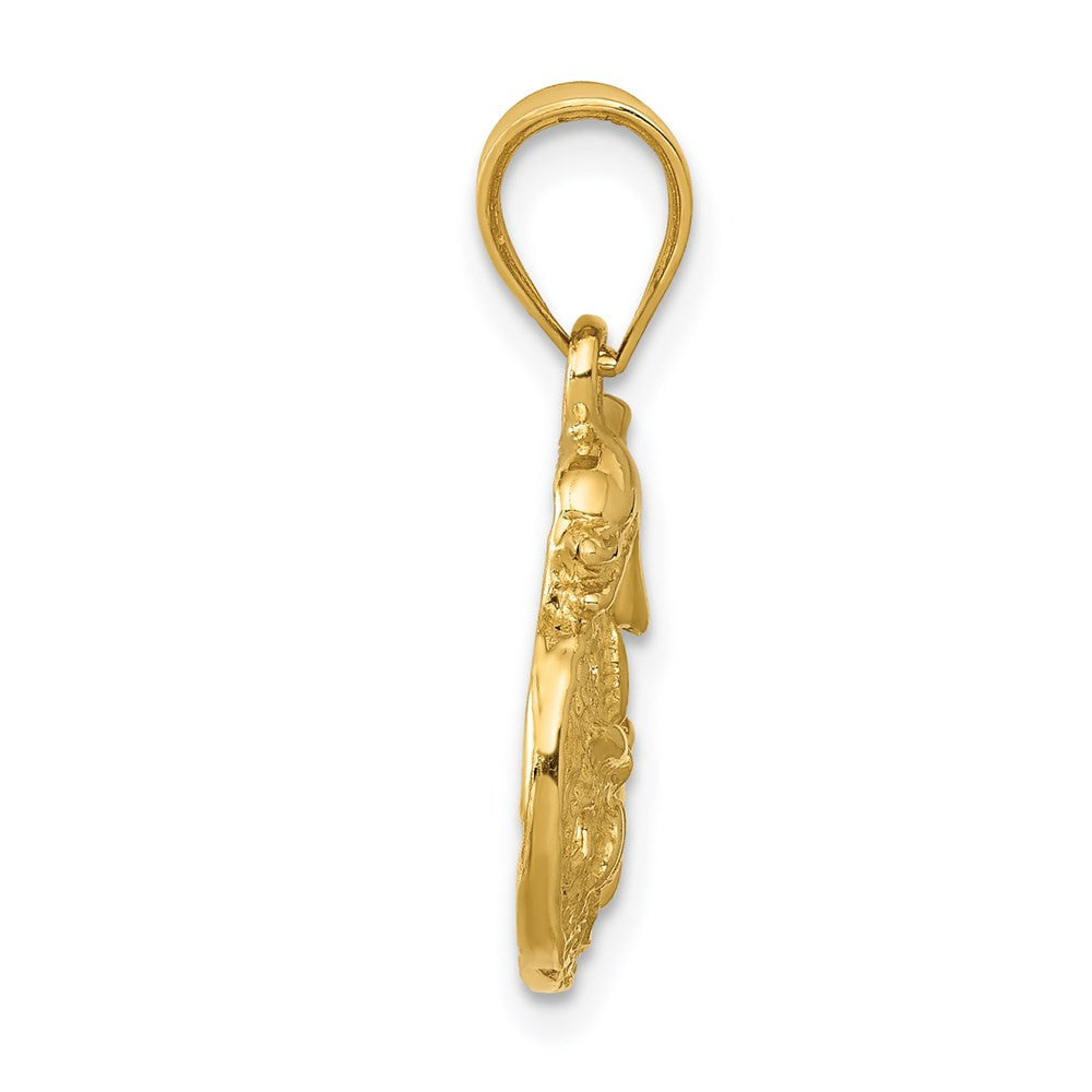 14k Yellow Gold Dolphin and Sanddollar Charm Pendant