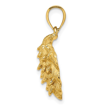 14k Yellow Gold Textured Oyster Shell Charm Pendant