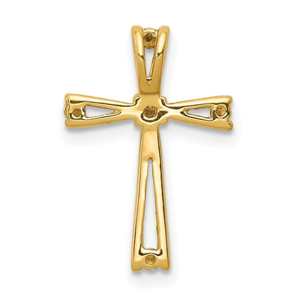 14k Yellow Gold AA Diamond Cross Pendant