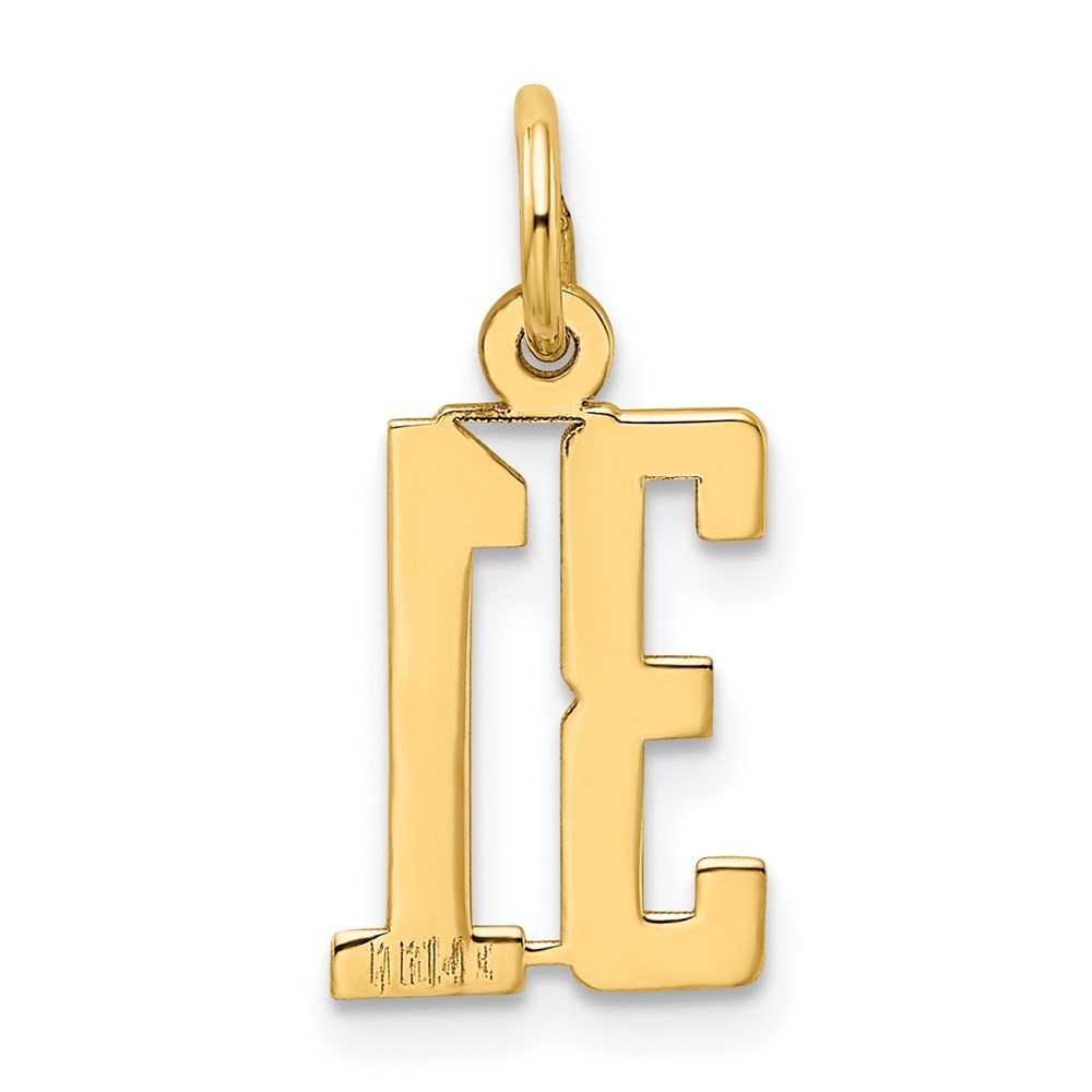 14k Yellow Gold Small Elongated Number 31 Charm Pendant