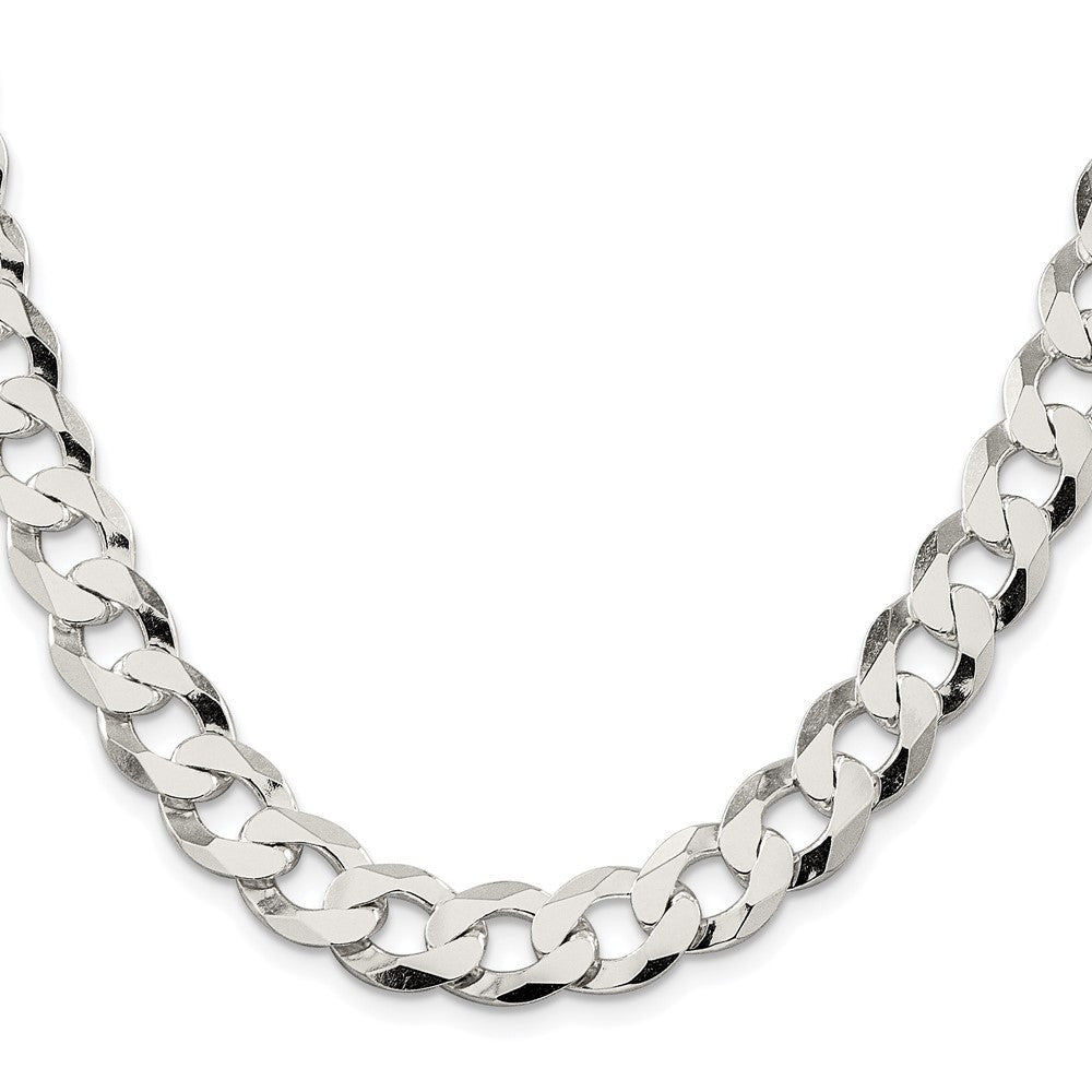 Sterling Silver Rhodium-plated 11.75mm Flat Curb Chain Necklace 20"