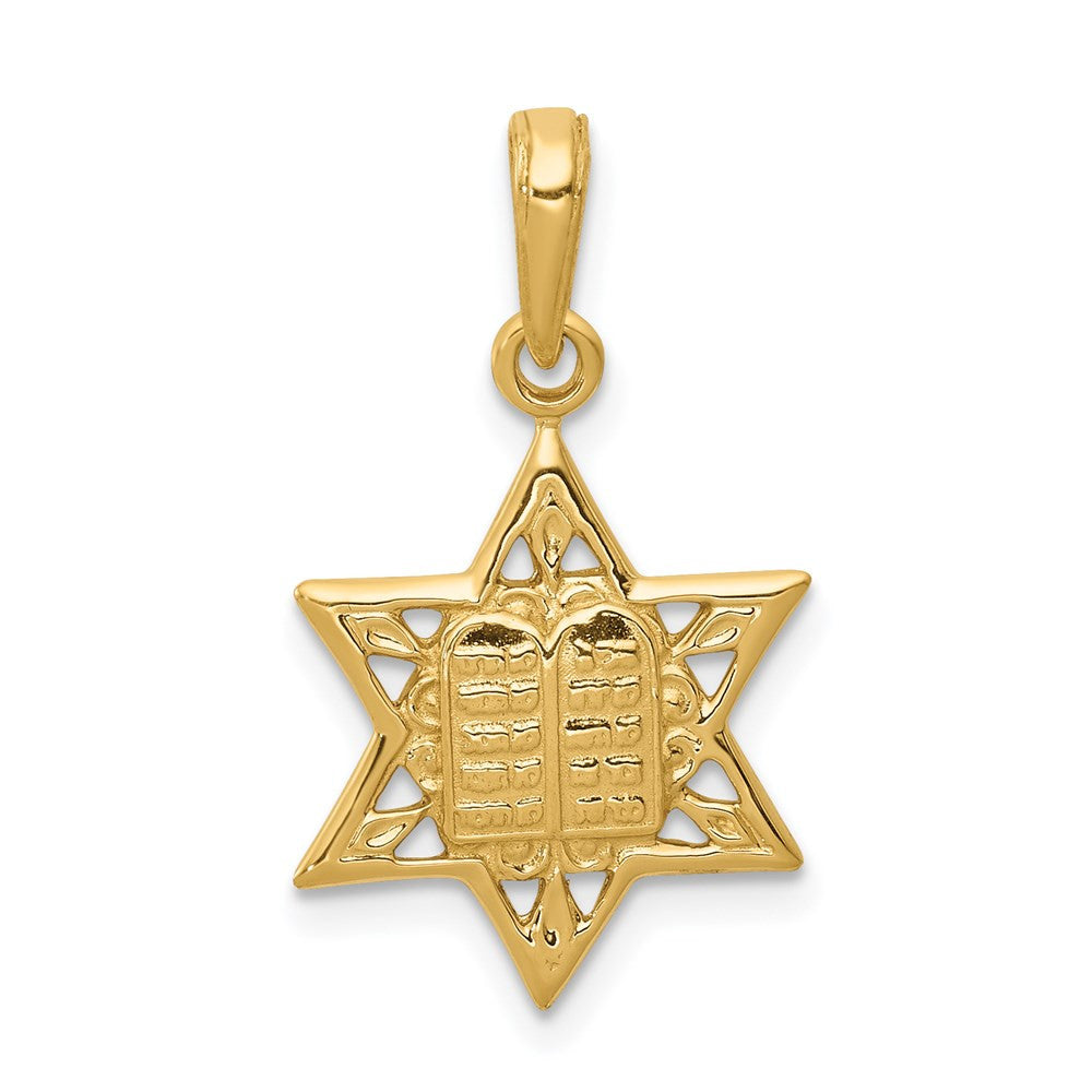 14k Yellow Gold Star of David Tablets in Center Pendant