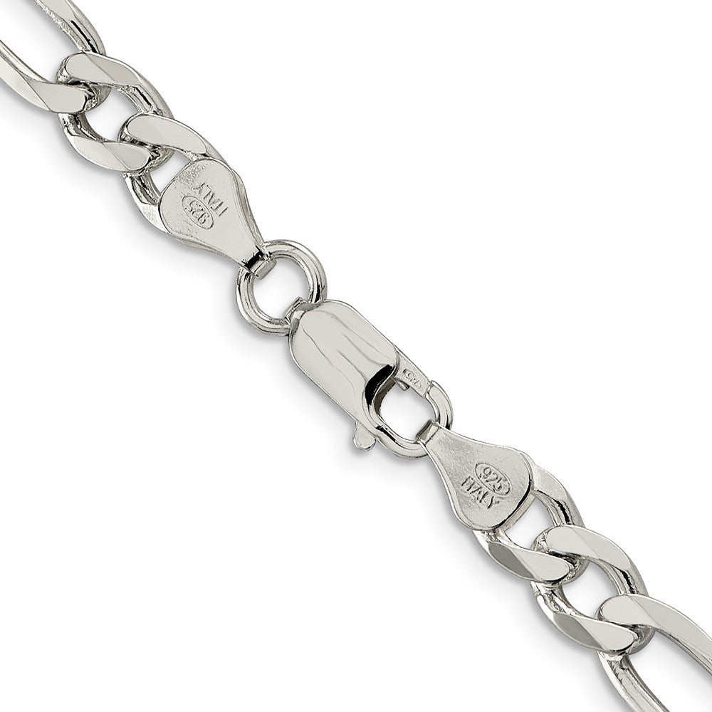 Sterling Silver 6.75mm Figaro Chain Necklace 22"