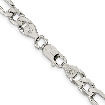 Sterling Silver 6.75mm Figaro Chain Necklace 22"