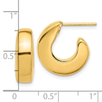 14k Yellow Gold Polished J-Hoop Earrings