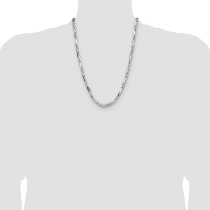 Sterling Silver 4.75mm Diamond-Cut Figarope Chain Necklace 24"