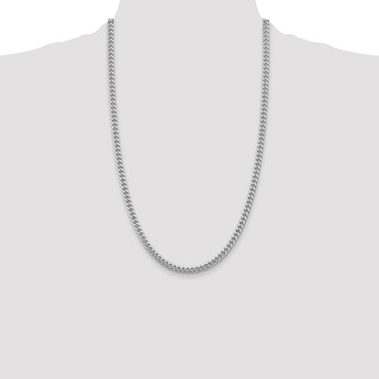 Sterling Silver 5mm Domed w/ Side Diamond-Cut Curb Chain Necklace 26"