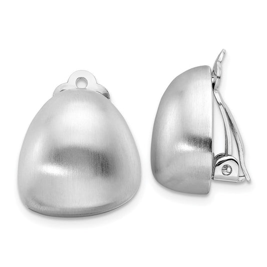 Sterling Silver Rhodium-plated Satin Non-Pierced Button Stud Earrings