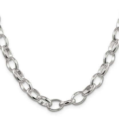 Sterling Silver 8mm Fancy Rolo Chain Necklace 20"