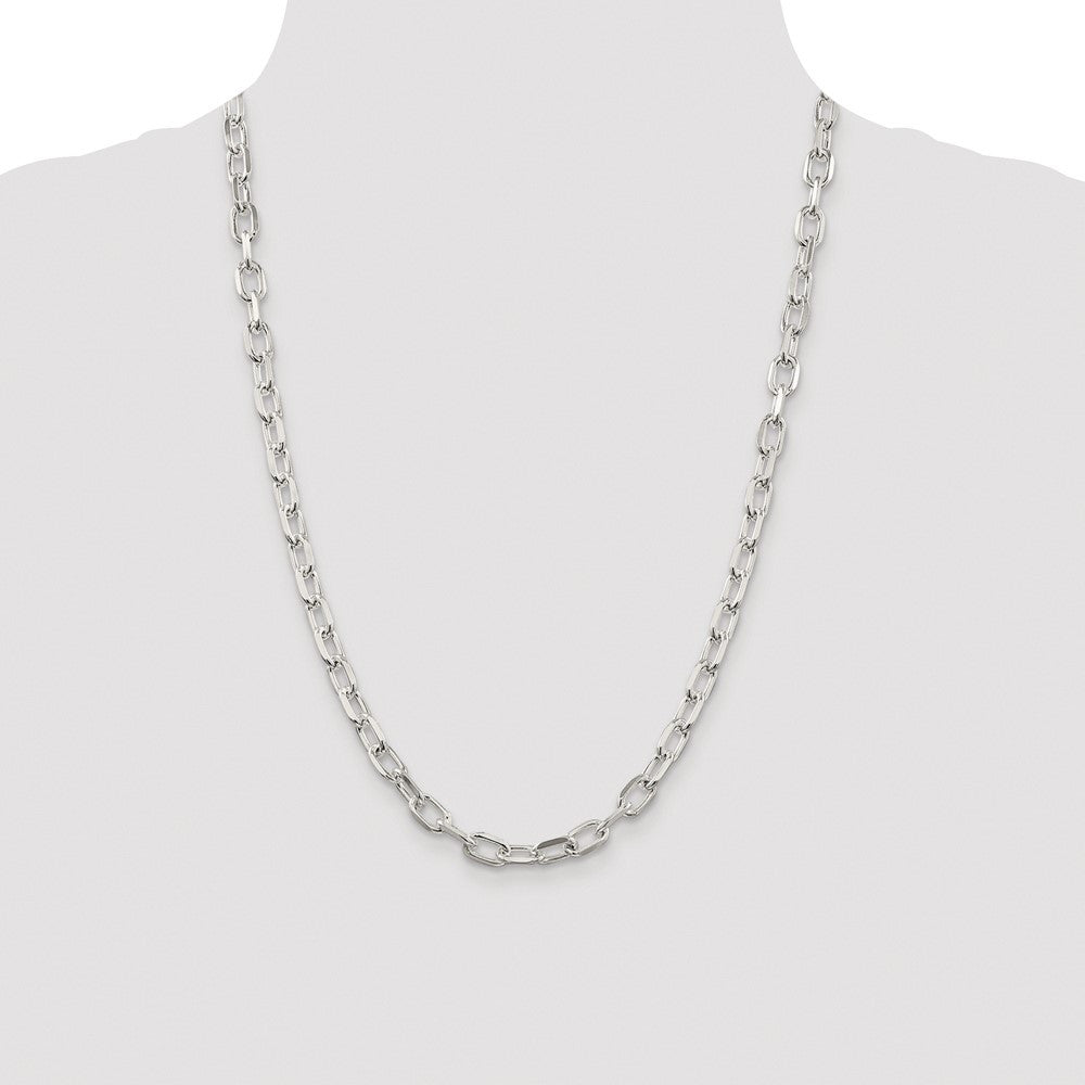 Sterling Silver 6.65mm Diamond-cut Long Link Cable Chain Necklace 24"
