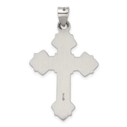 Sterling Silver Antiqued Solid Budded Cross Pendant