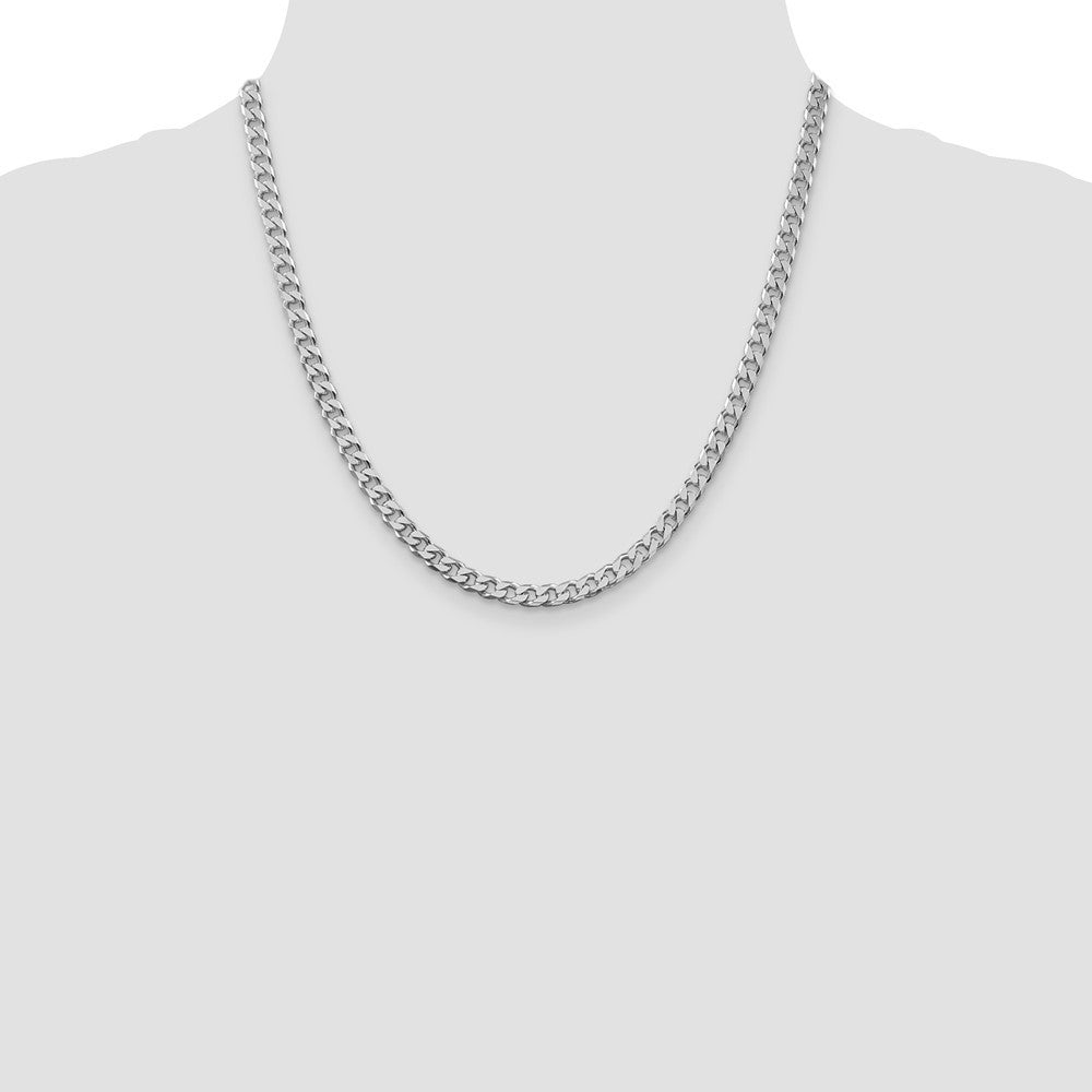 Sterling Silver Rhodium-plated Polished 5mm Curb Chain Necklace 20"