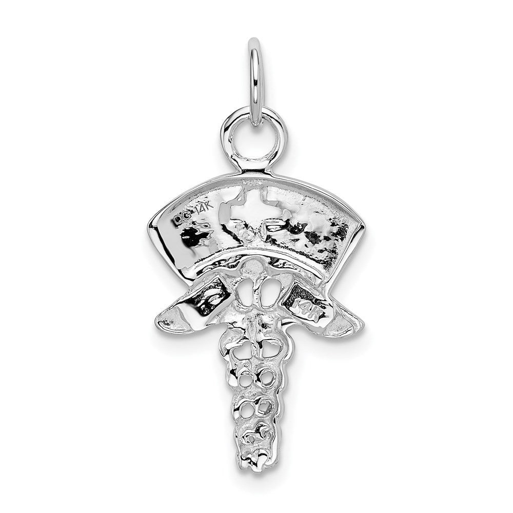 14k White Gold Nurse Symbol Charm Pendant