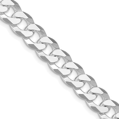 Sterling Silver Rhodium-plated 8.5mm Beveled Curb Chain Necklace 26"