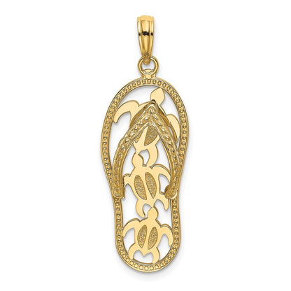 14k Yellow Gold Triple Turtle Flip-Flop Charm Pendant