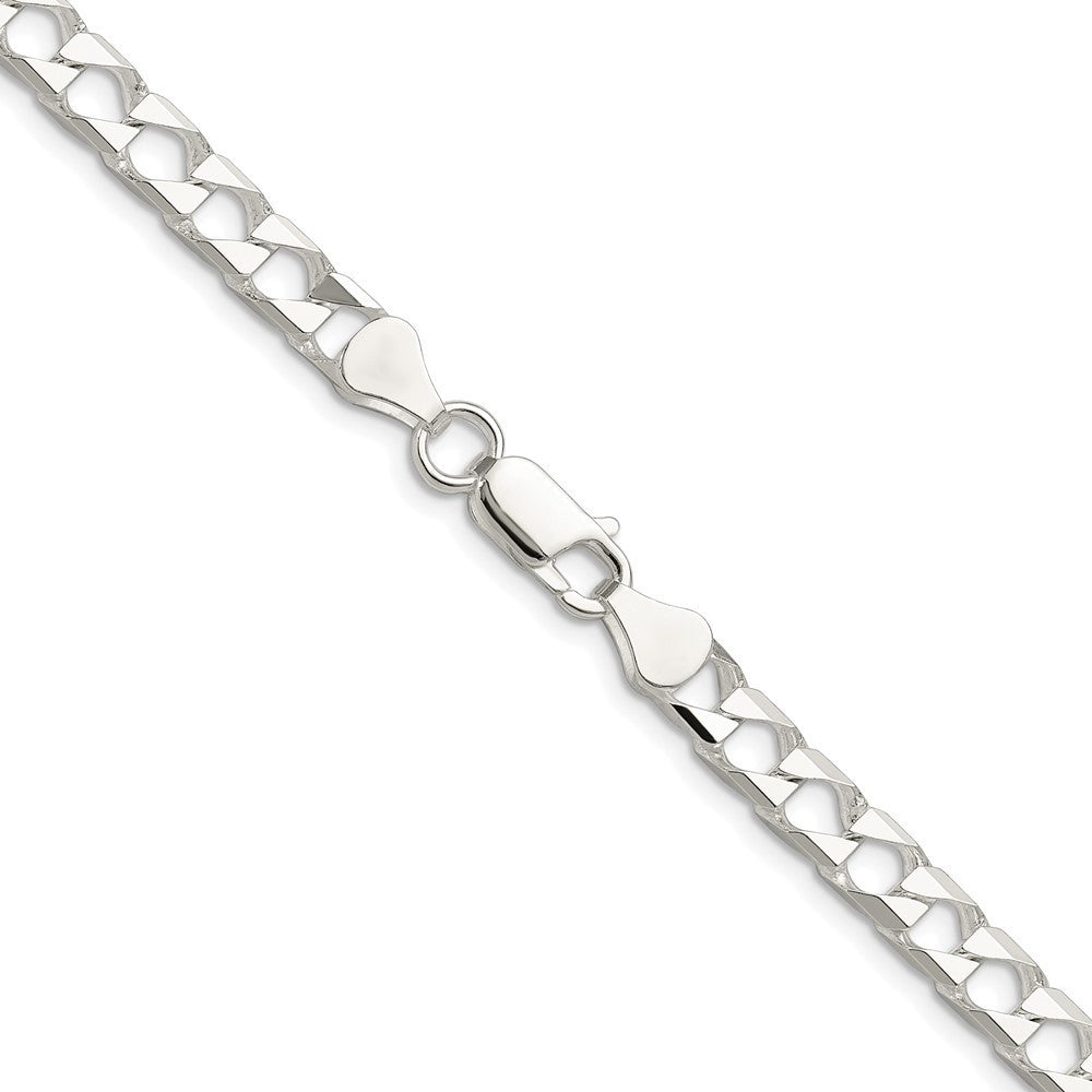 Sterling Silver 5.75mm Diamond-Cut Square Curb Chain Necklace 18"