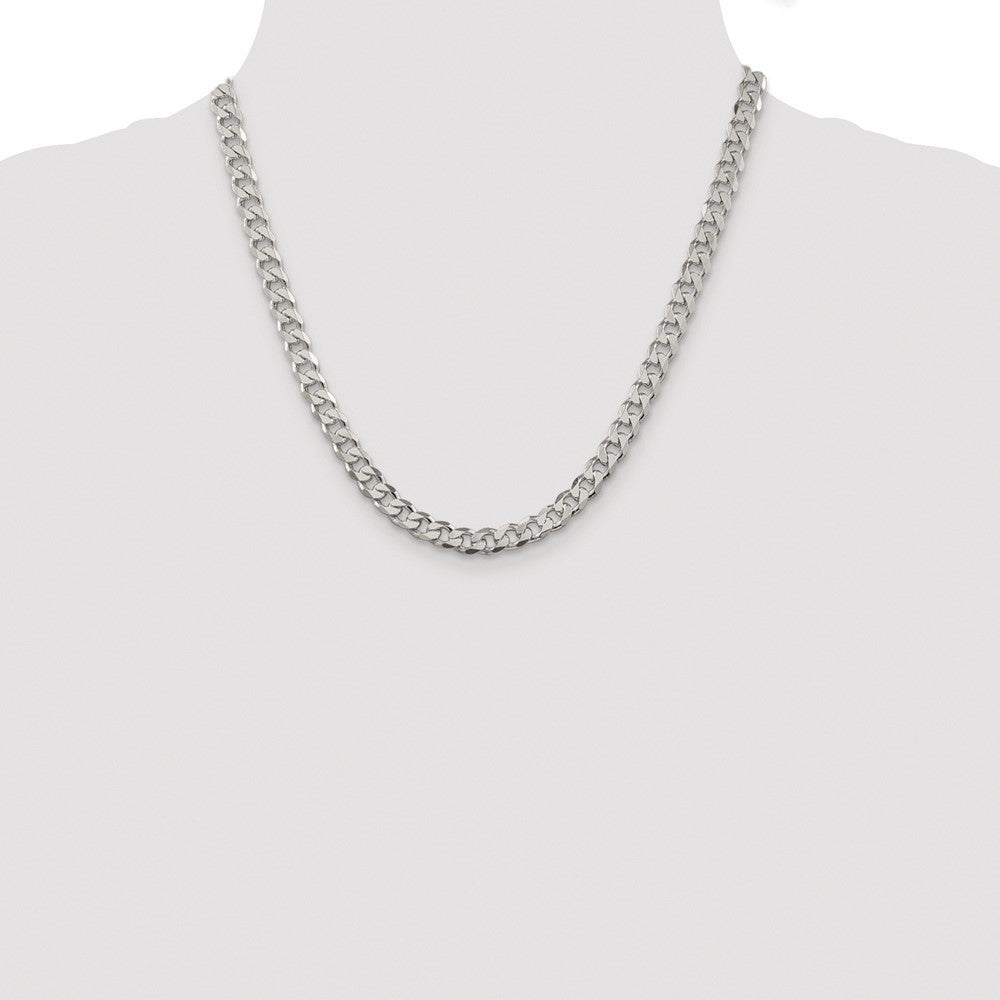 Sterling Silver Rhodium-plated 7mm Pav� Curb Chain Necklace 20"