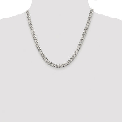 Sterling Silver Rhodium-plated 7mm Pav� Curb Chain Necklace 20"