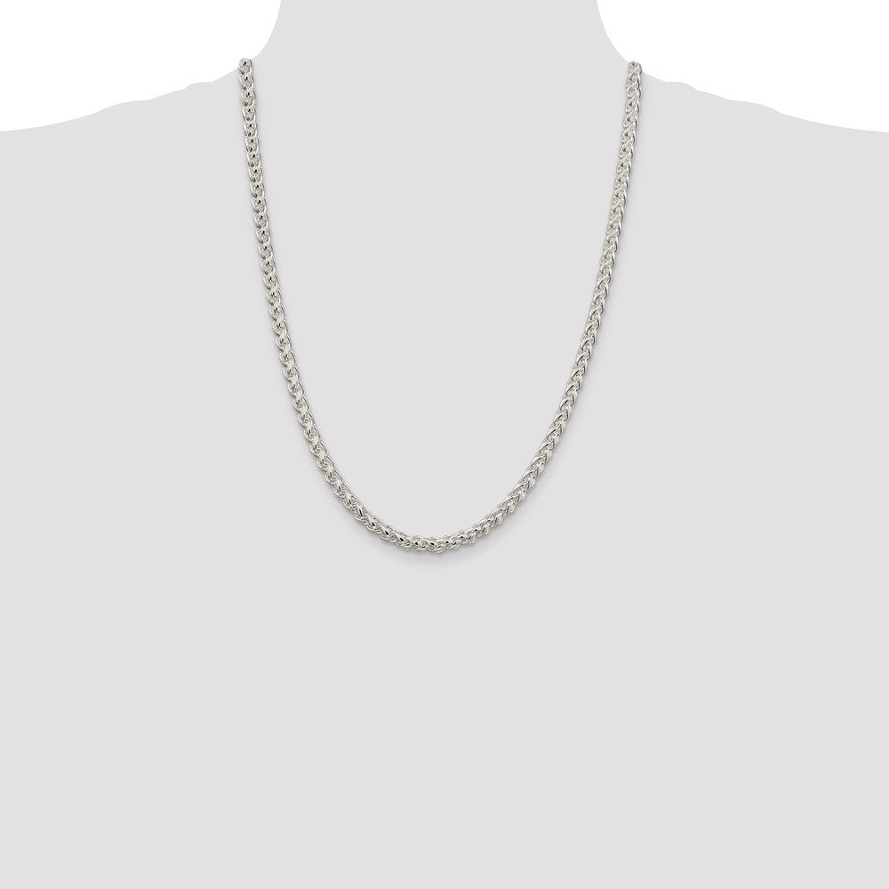 Sterling Silver 5mm Round Spiga Chain Necklace 24"