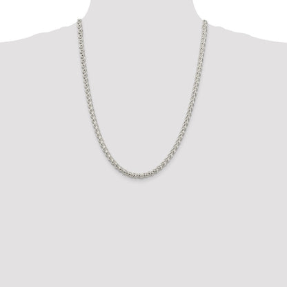 Sterling Silver 5mm Round Spiga Chain Necklace 24"