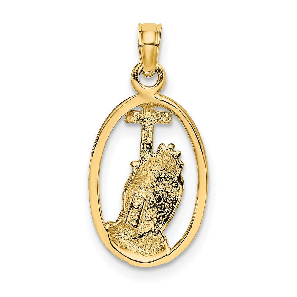 14k Yellow Gold Rhodium Praying Hands and Cross Charm Pendant
