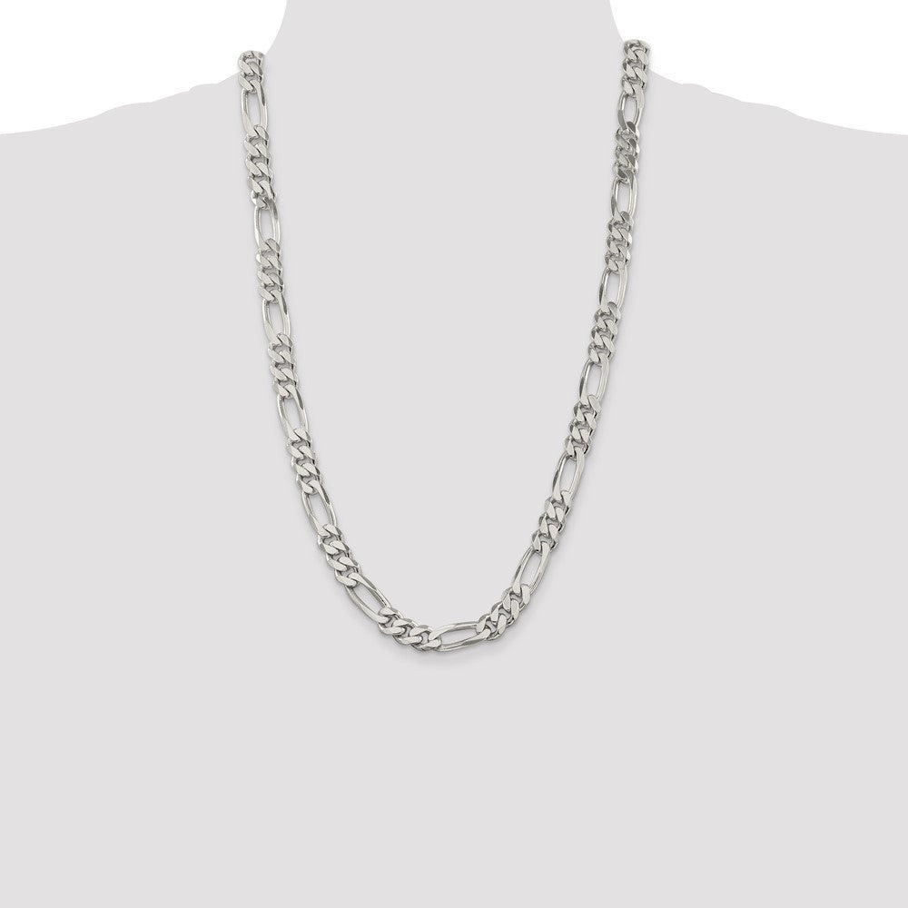 Sterling Silver 9mm Figaro Chain Necklace 26"