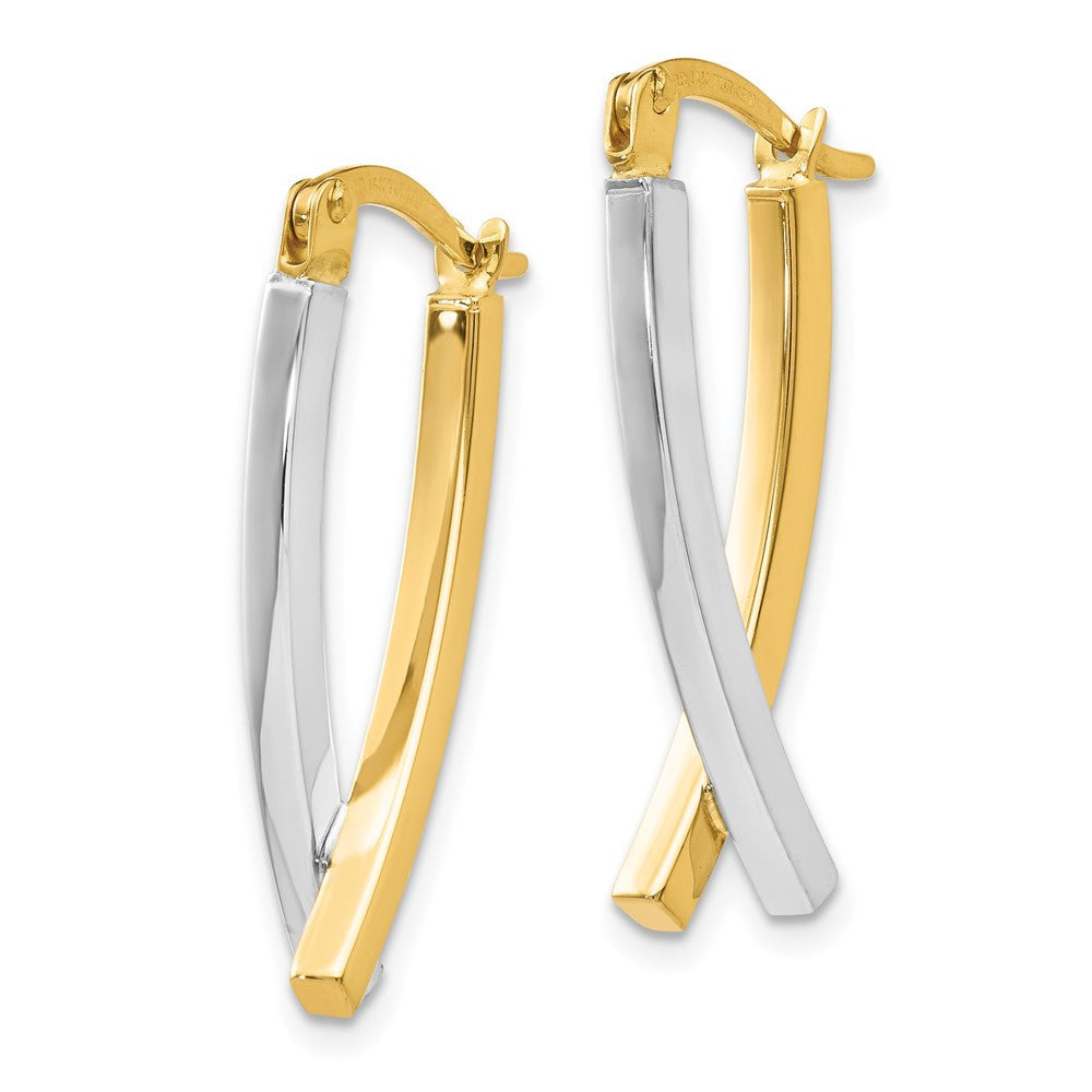 14K Two-tone Hinged Tube Drop & Dangle Earrings