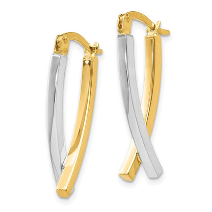 14K Two-tone Hinged Tube Drop & Dangle Earrings