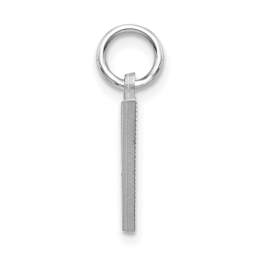 14k White Gold Satin Diamond-cut Letter V Initial Charm Pendant