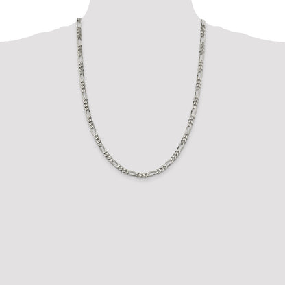 Sterling Silver 5.5mm Figaro Chain Necklace 24"